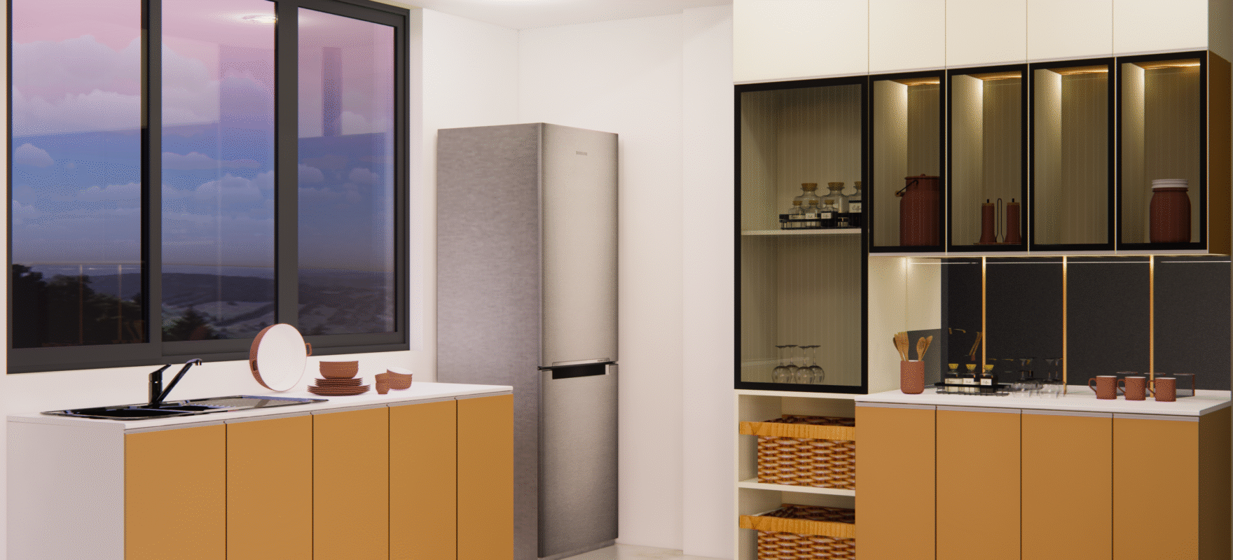 3D modular kitchen design – SB Square Projects, Pune