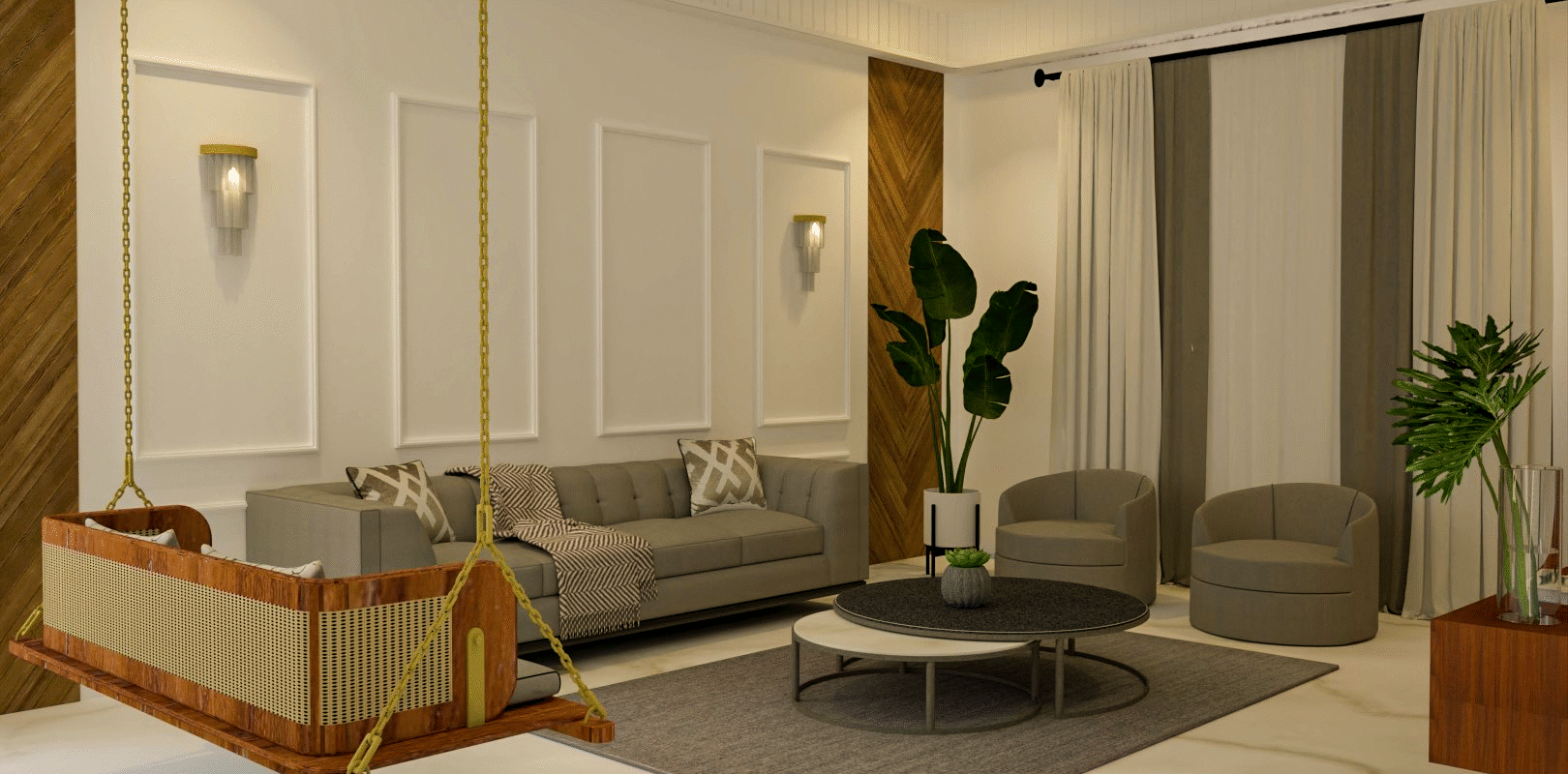 Modern house interior design showcasing contemporary interior architecture and elegant living spaces